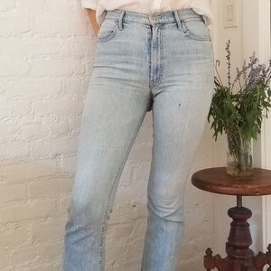 MOTHER Superior Light Denim Wide Leg Jeans